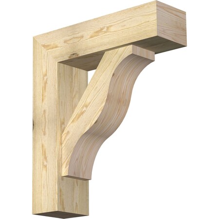 Ekena Millwork Funston Block Rough Sawn Bracket w/ Offset Brace, Douglas Fir, 8"W x 28"D x 32"H BKT0806X28X32FST05RDF